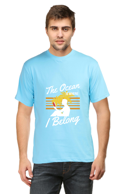 Men's Round Neck Summer T-Shirt - Ocean