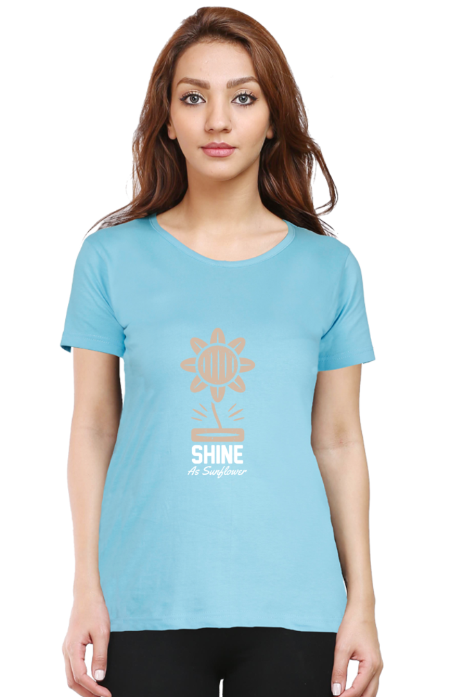 Women’s Round Neck Printed Gardening T-Shirts -   shine