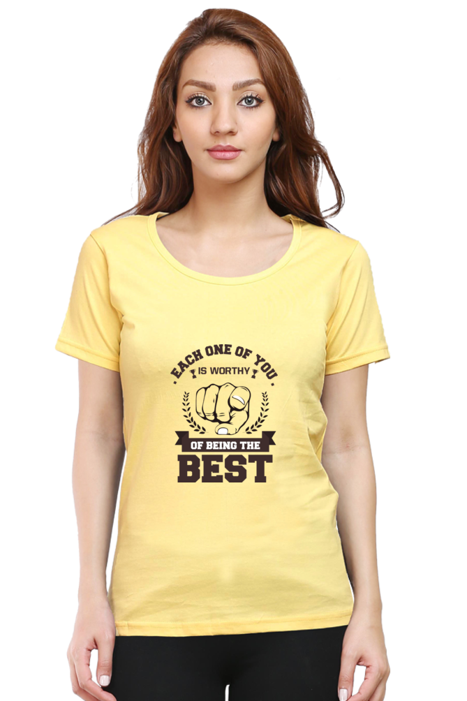 Women’s Round Neck Printed Motivational T-Shirts -  Worthy