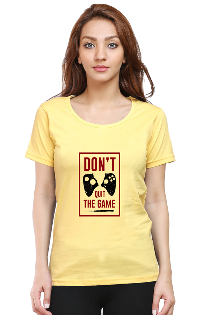Women’s Round Neck Printed Gamer T-Shirts -  Quit