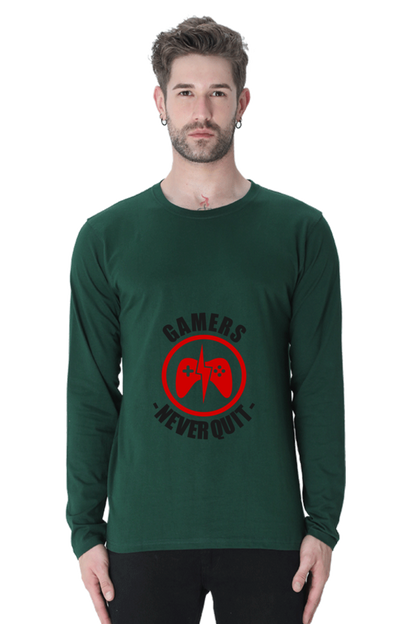 Men’s  Gamer Full Sleeve - T Shirt - Never Quit