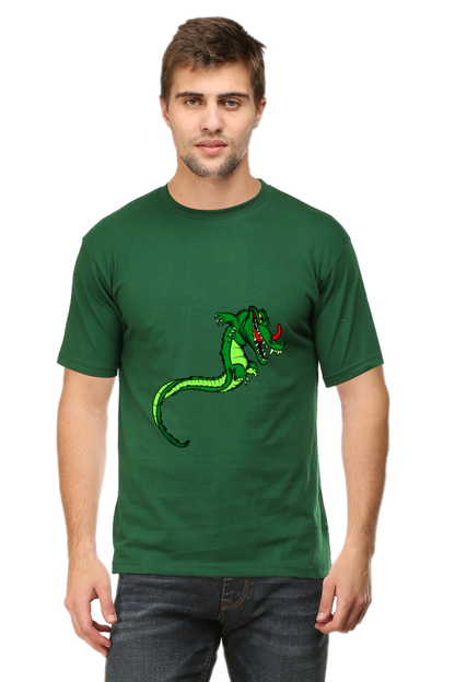 Men's Animal's & Monster's Cotton Round Neck T-Shirt - dragon
