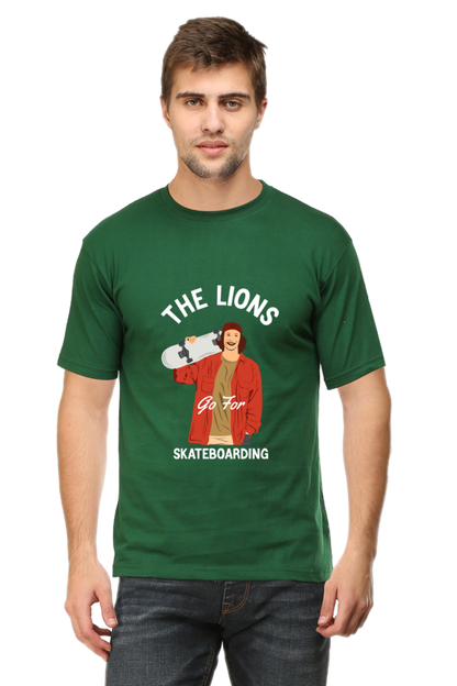 Skateboard Unisex Cotton Round Neck T-shirt - The Lion's