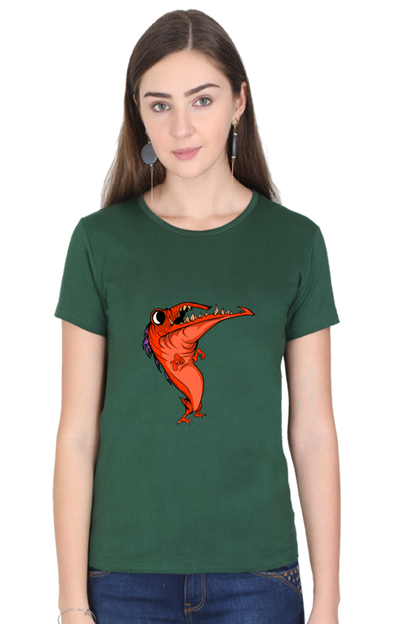 Women’s Round Neck Printed Animal's & Monster's T-Shirts - dancing monster