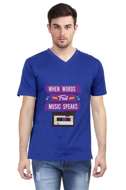 Men's V Neck T-Shirt - Music Speaks