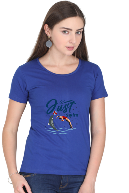 Women  Swimming Half Sleeve T-Shirt - Just Swim