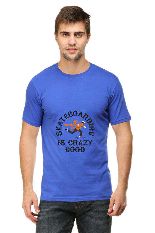 Skateboard Unisex Cotton Round Neck T-shirt - Crazy