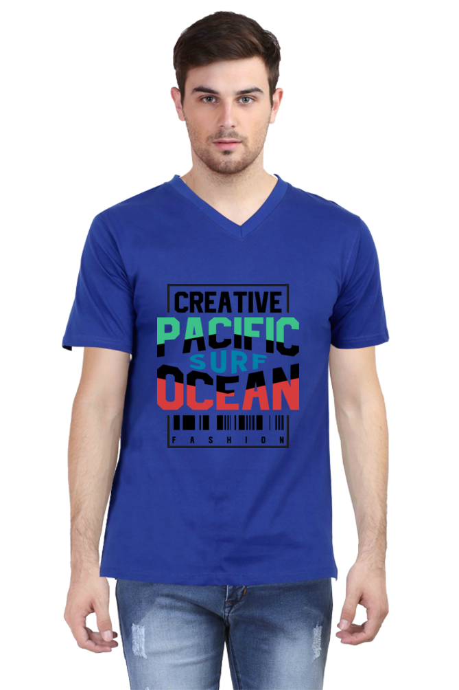 Men's V Neck T-Shirt - Pacific Ocean