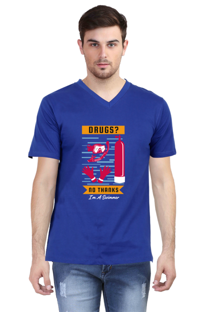 Men's Swimming V Neck T-Shirt - No Thanks