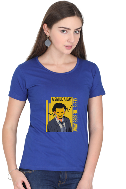 Women’s Round Neck Printed Motivational T-Shirts -  Smile