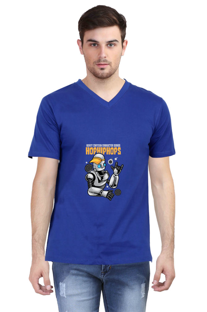 Men's Dance V Neck T-Shirt - robot urban hip-hop