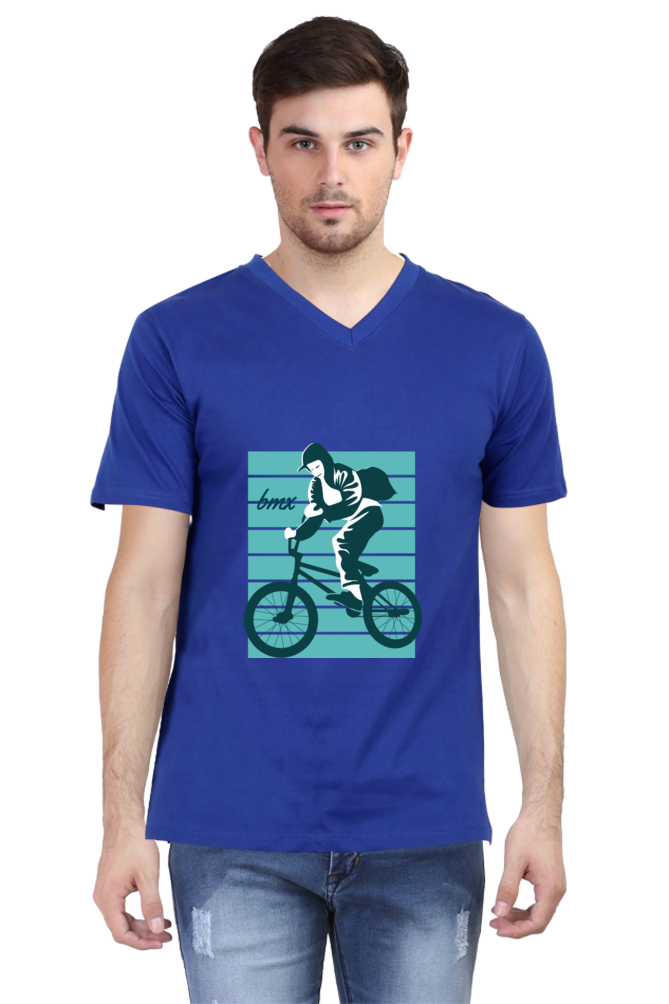 Men's BMX V Neck T-Shirt - bagpack