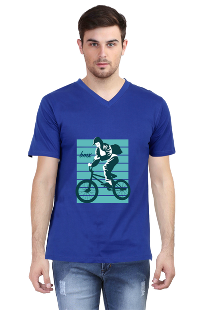 Men's BMX V Neck T-Shirt - bagpack