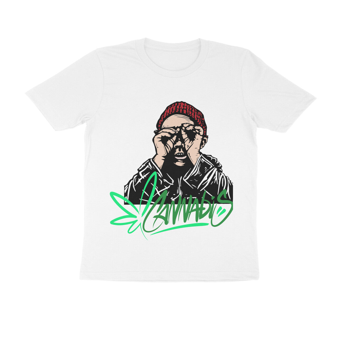 Round Neck Half-Sleeves - Cannabis T-Shirt