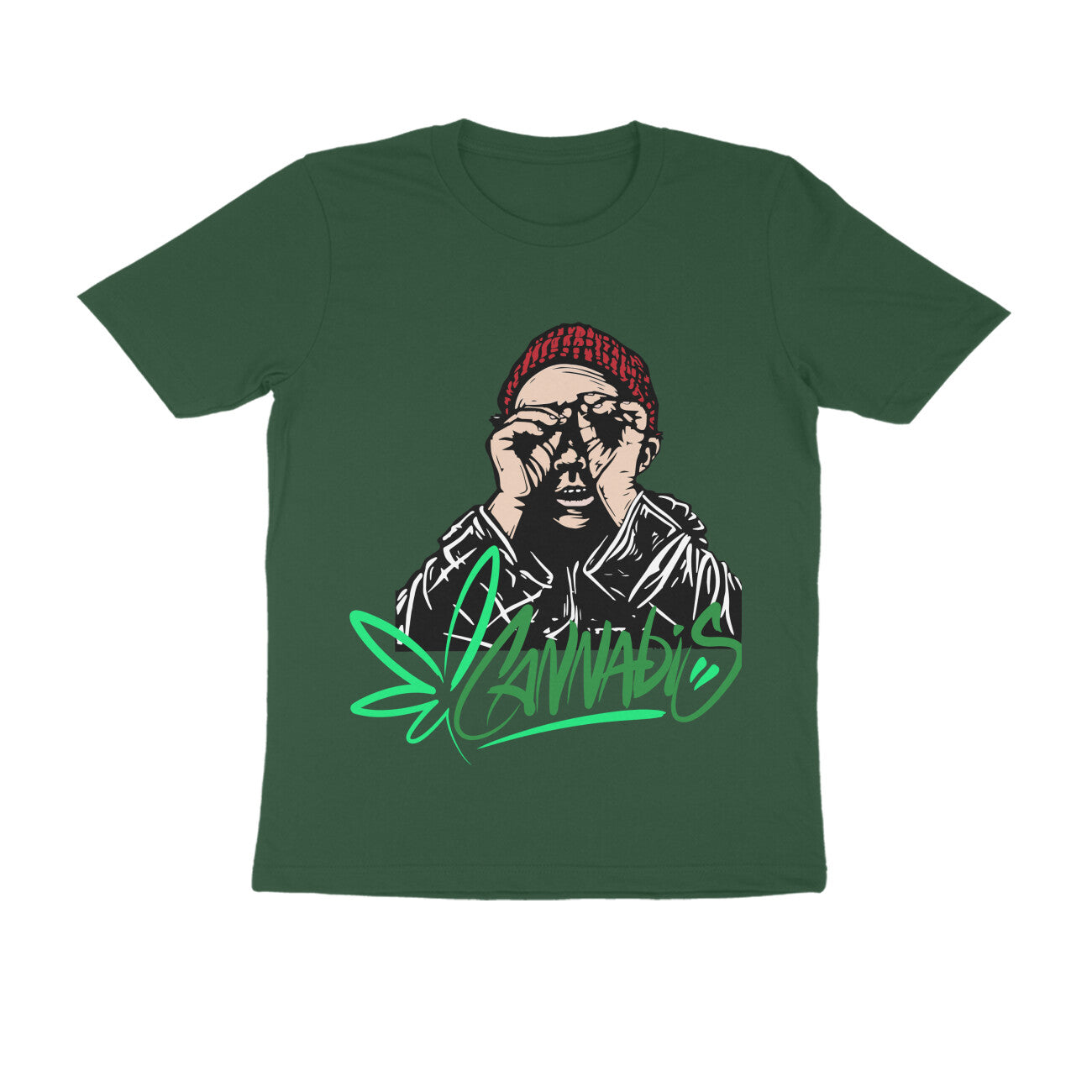 Round Neck Half-Sleeves - Cannabis T-Shirt